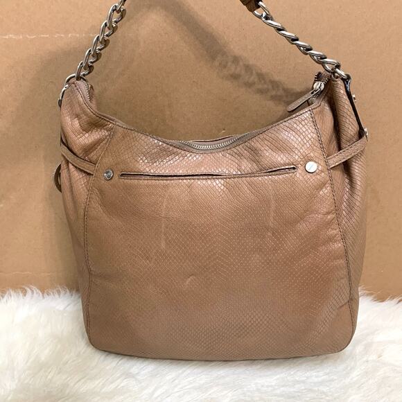 MICHAEL KORS Large N/S Top Zip MEGAN Hobo Dark Dune Snake-Embossed Leather - Picture 7 of 16